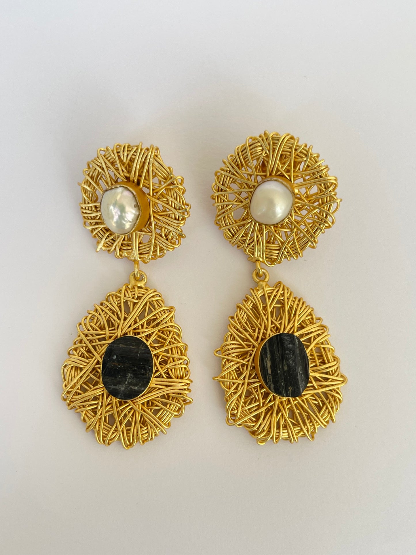 Wired Black Onyx Gemstone Earrings