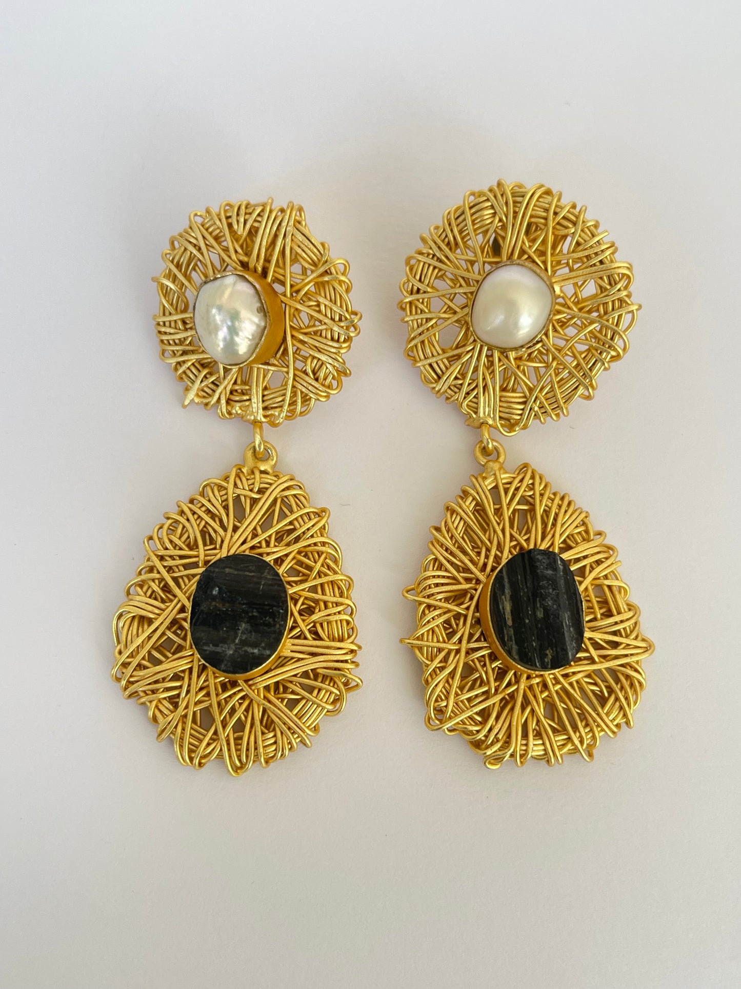 Wired Black Onyx Gemstone Earrings