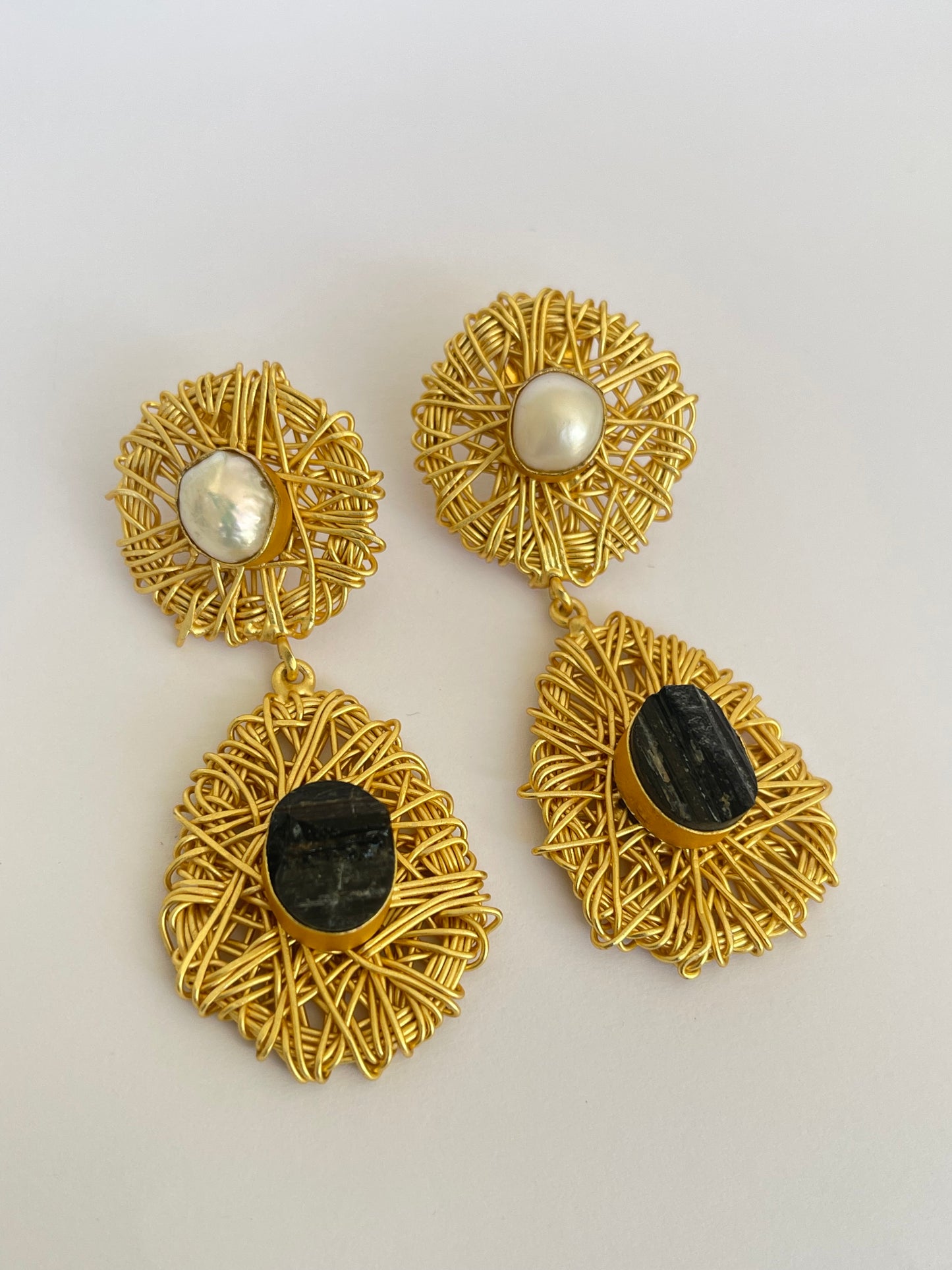 Wired Black Onyx Gemstone Earrings