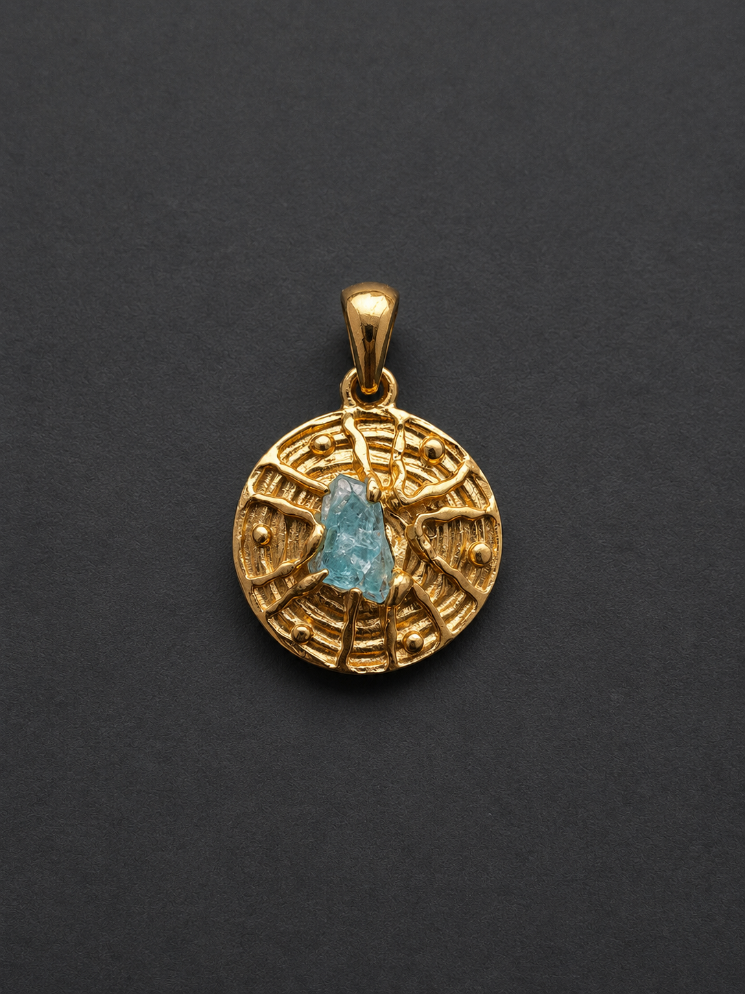 Blue Apatite Disc Pendant