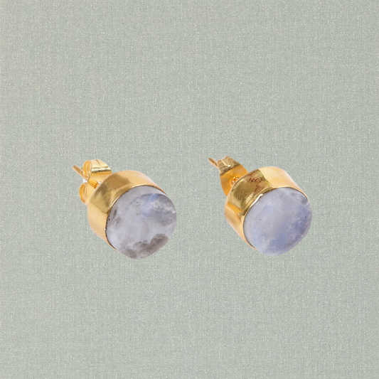 Natural Rainbow Moonstone Stud Earrings