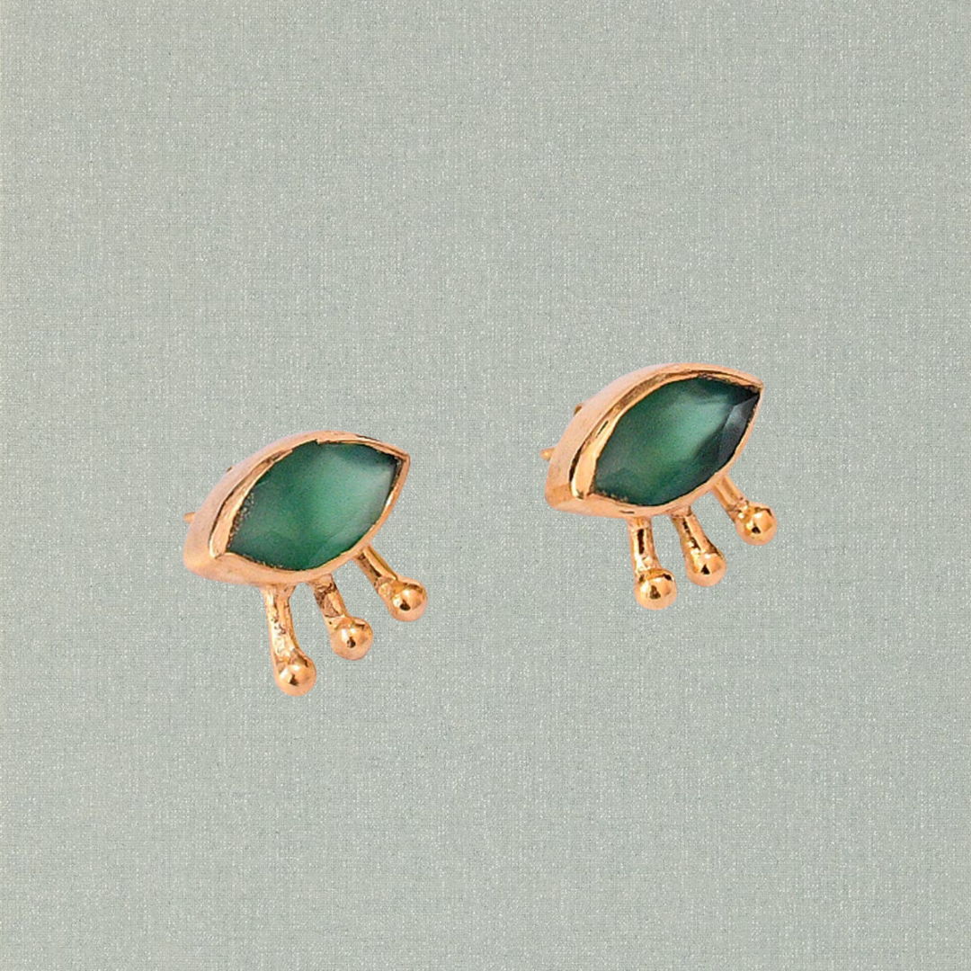 Green Onyx Stud Earrings