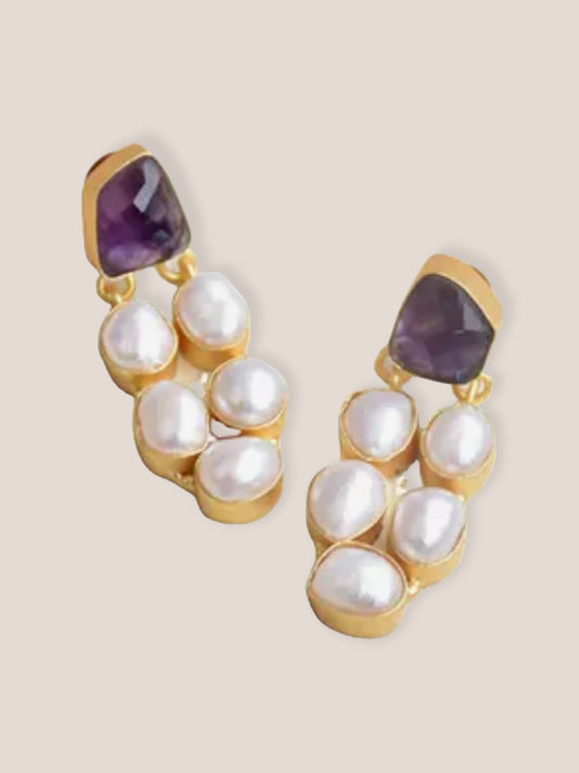 Amethyst and Mother of Pearl Fusion Earrings