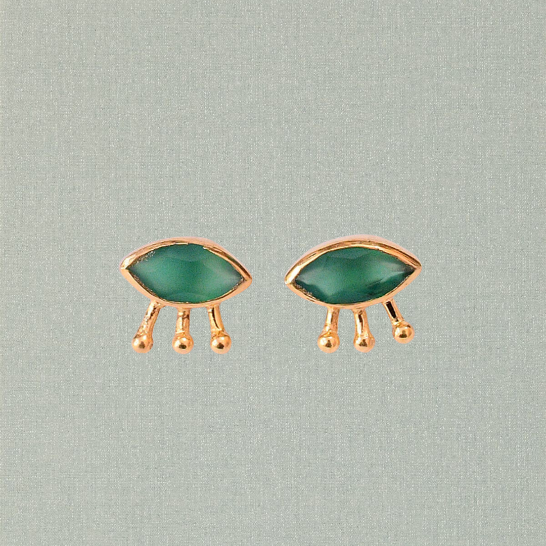 Green Onyx Stud Earrings