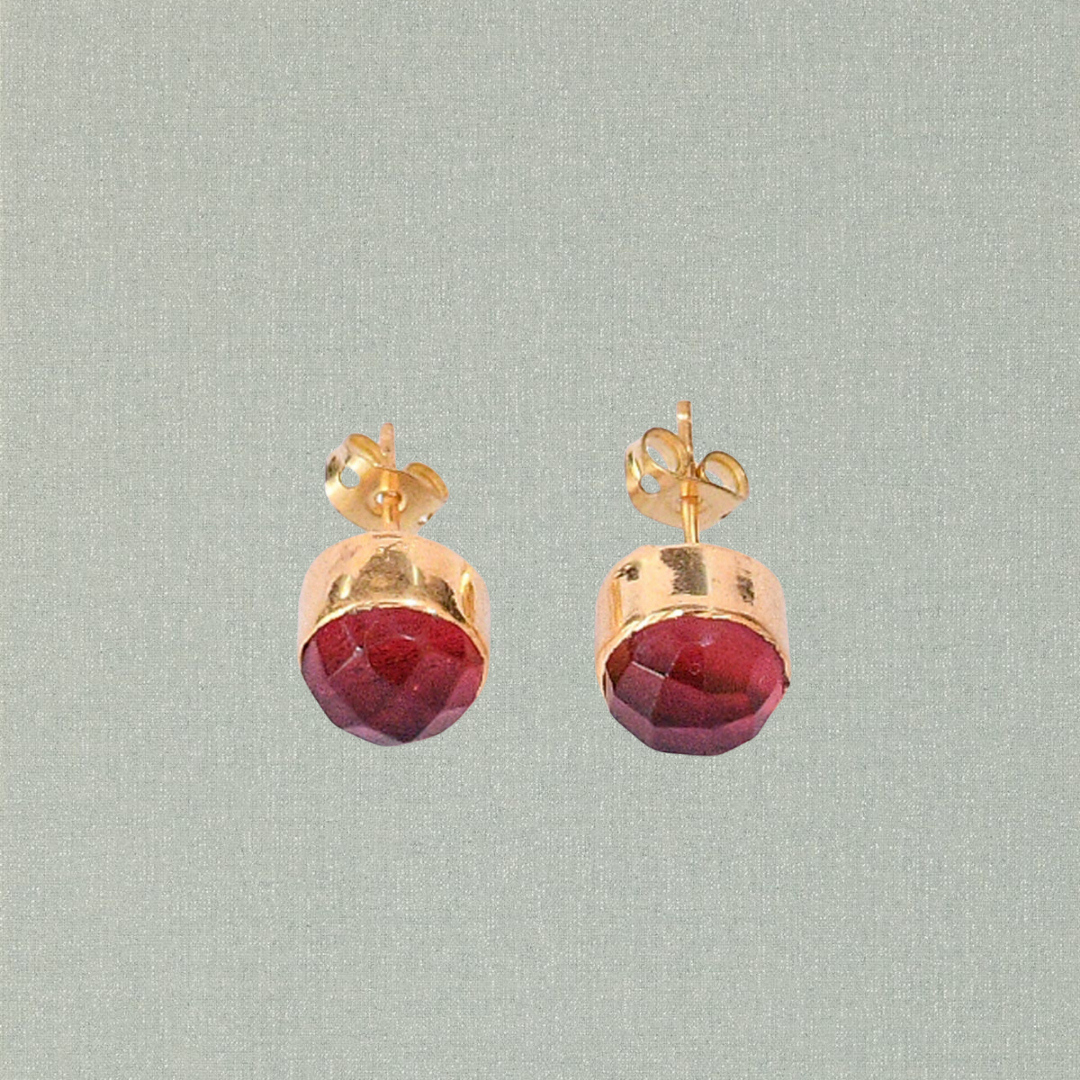 Red Hydro Quartz Stud Earrings