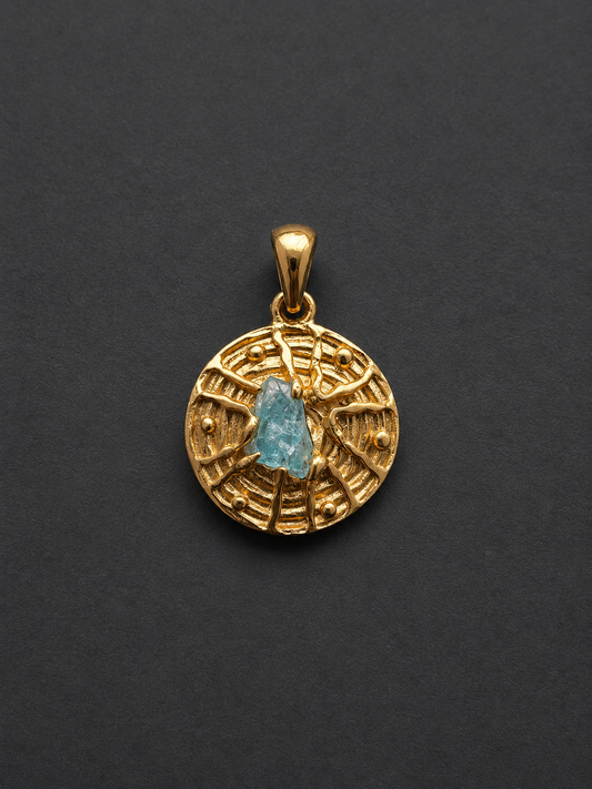Blue Apatite Disc Pendant