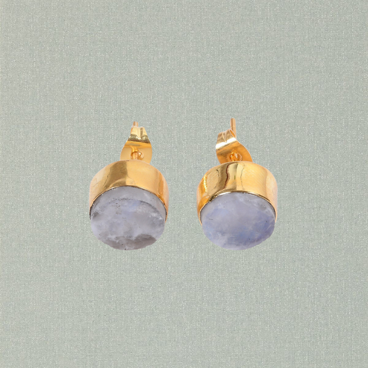 Natural Rainbow Moonstone Stud Earrings