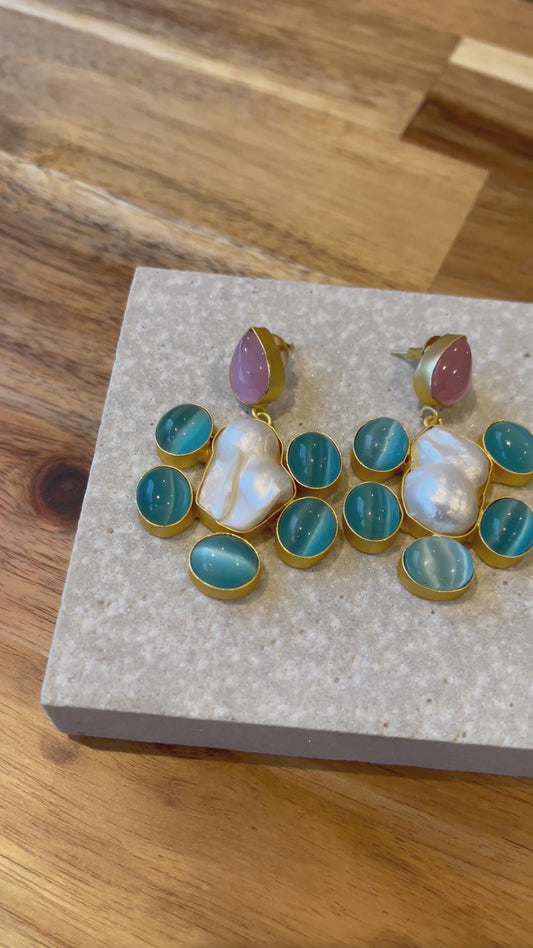 Amazonite and Rose Quartz Earrings